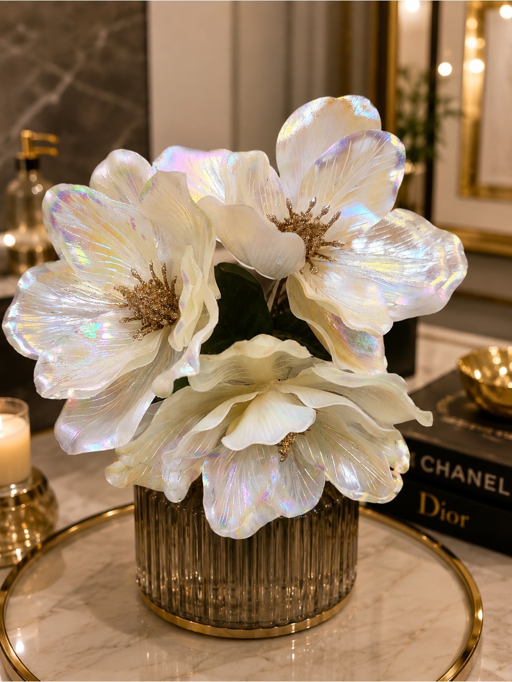3 White Floral